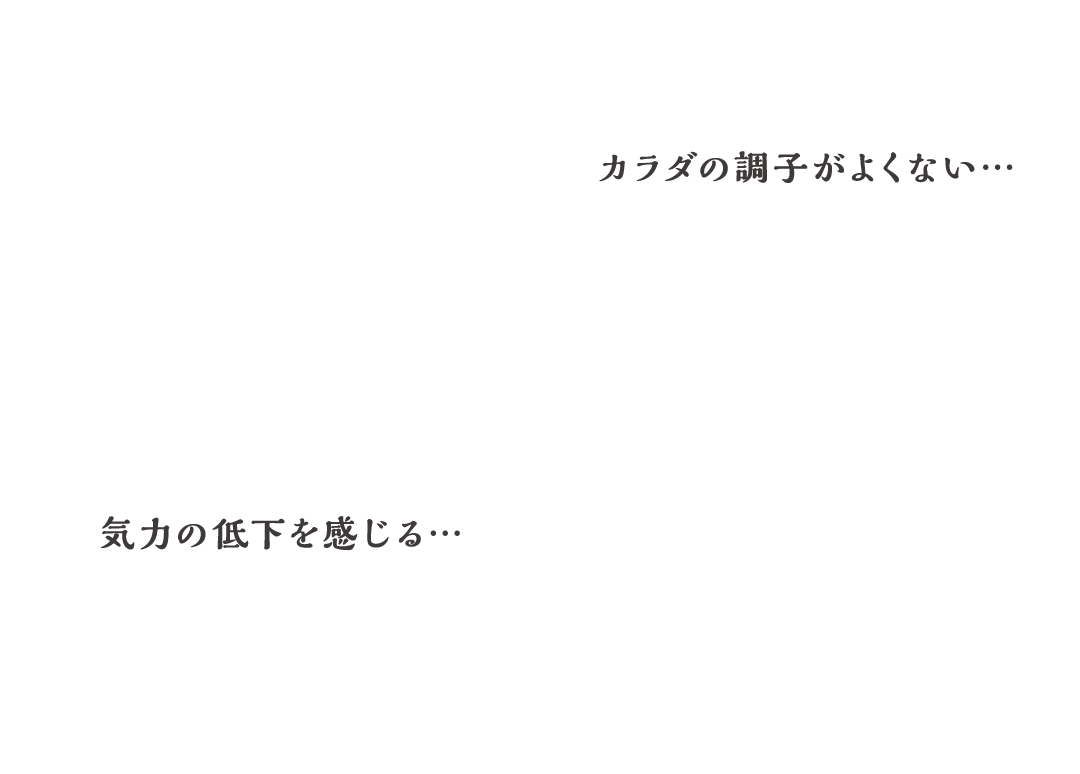 カラダの調子がよくない… 気力の低下を感じる…
