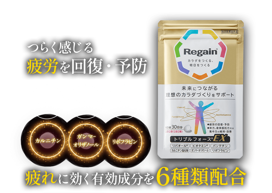 つらく感じる疲労を回復・予防 疲れに効く有効成分を6種類配合