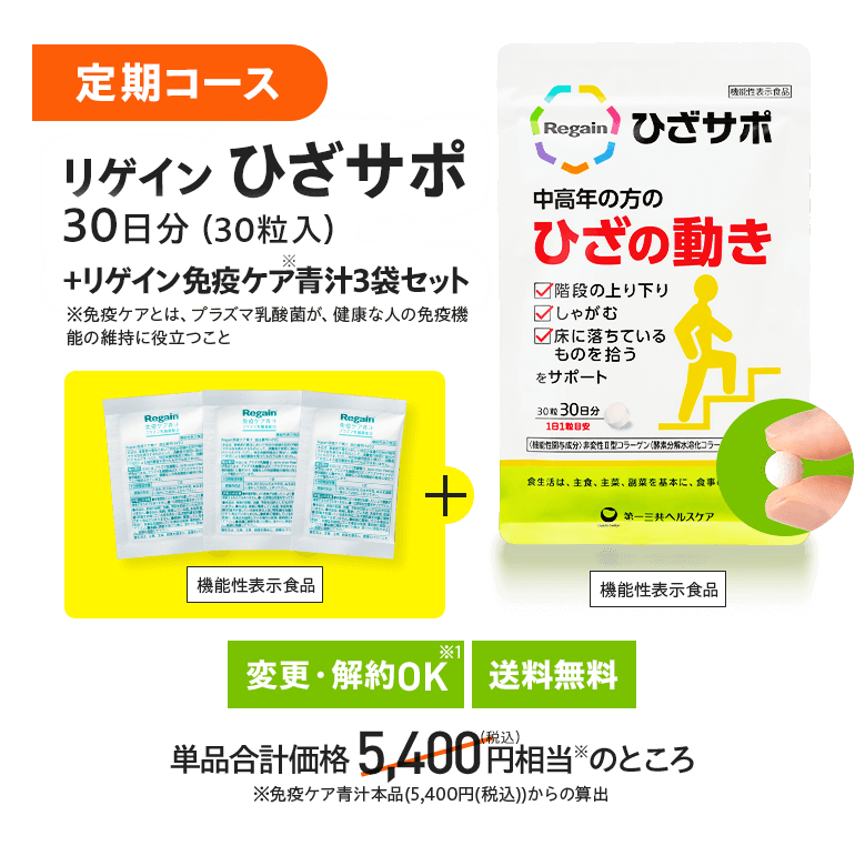 公式サイト》リゲイン ひざサポ 第一三共ヘルスケア開発の機能性表示食品