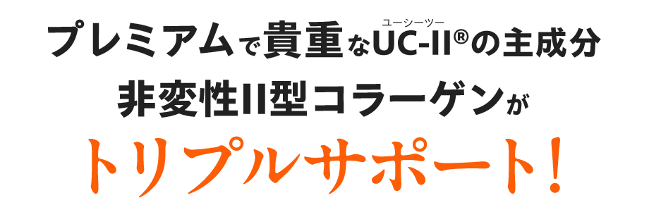 プレミアムで貴重なUC-Ⅱ®の主成分 非変性Ⅱ型コラーゲンがトリプルサポート!