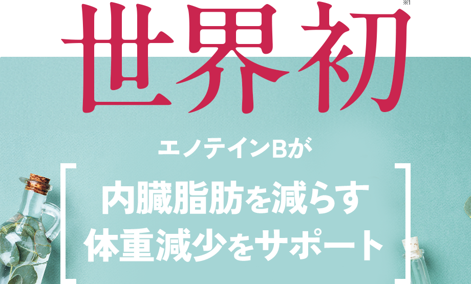 世界初※1 エノテインBが 内臓脂肪を減らす・体重減少をサポート