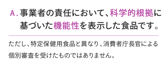 事業者の責任において、科学的根拠に基づいた機能性を表示した食品です。