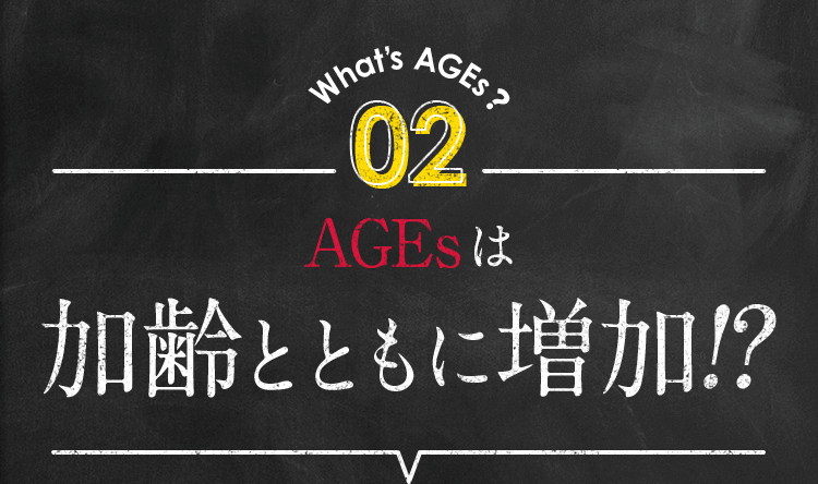 What’s AGEs ?02 AGEsは加齢とともに増加!?