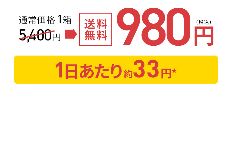 通常価格 1箱 5,400円 送料 無料980円（税込）1日あたり約33円*