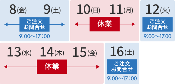 8月13日(水)～15日(金)休業
