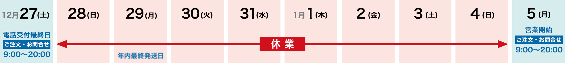 年末年始の営業時間のご案内