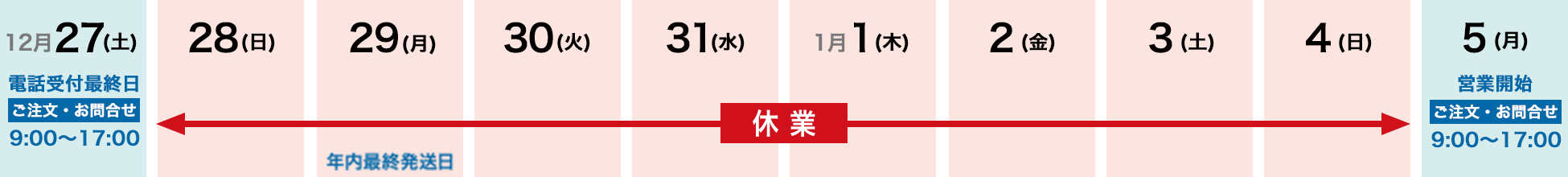 年末年始の営業時間のご案内
