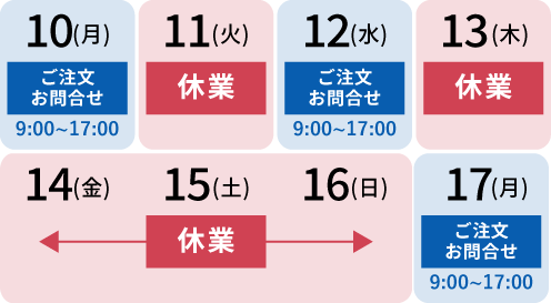 8月13日(木)～15日(土)休業